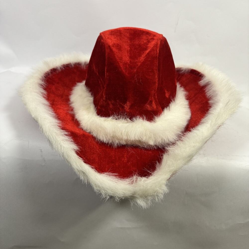 Vintage Elope Cowboy Western Santa Plush Christmas Hat Adjustable